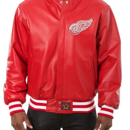 Mens Detroit Red Wings Full Leather Jacket