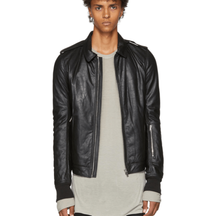 Mens Rick Owens Blister Leather Jacket