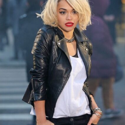 Rita Ora Black Leather Jacket