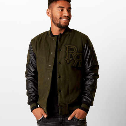 Men's Rock Revival Leather Varsity Jacket