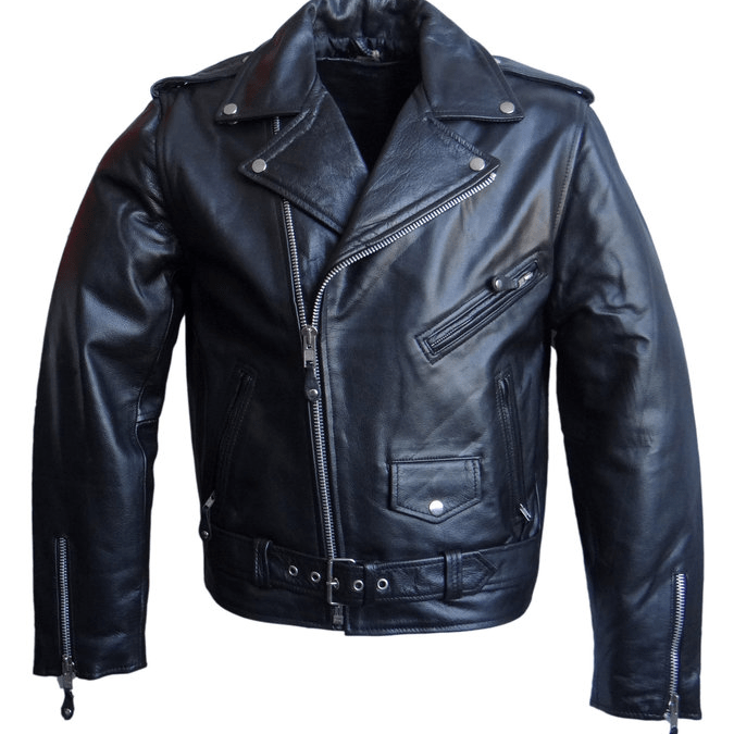 Mens Rockabilly Brando Black Leather Jacket
