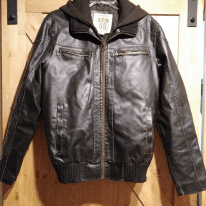 Mens Route 66 Bomber Hooded Leather Jacket