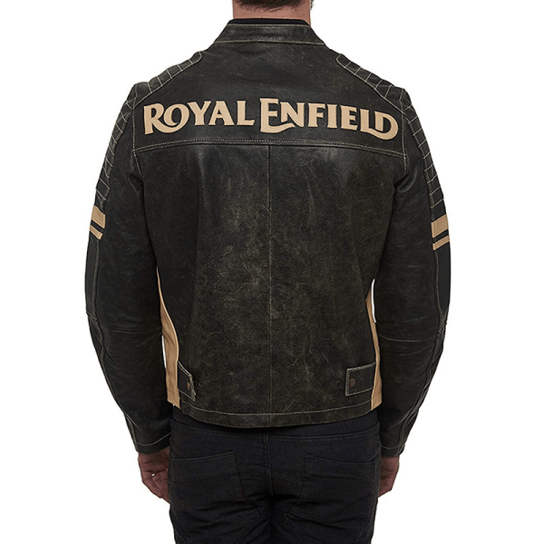 Mens Royal Enfield Black Leather Jacket - Image 4