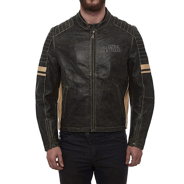 Mens Royal Enfield Black Leather Jacket - Image 2