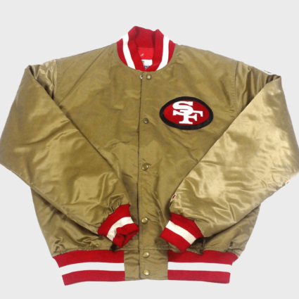 Mens Vintage San Francisco 49ers Gold Bomber Satin Jacket