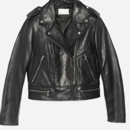Womens Sandro Paris Biker Leather Jacket