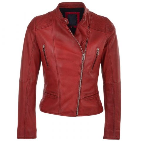 Sandy Red Biker Leather Jacket