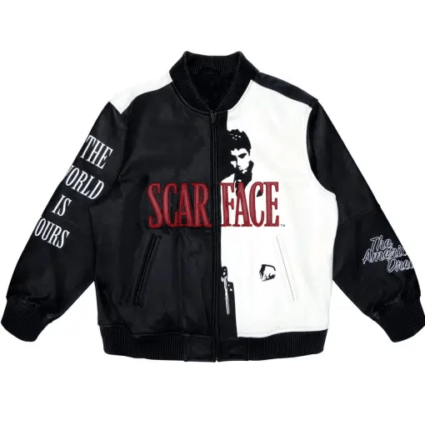 Mens Tony Montana Bomber Scarface Leather Jacket