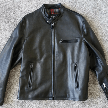 Mens Schott 530 Waxy Black Cafe Racer Leather Jacket