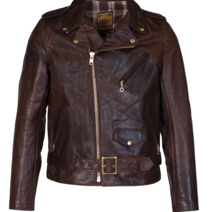 Mens Schott Brown Leather Motorcycle Jacket