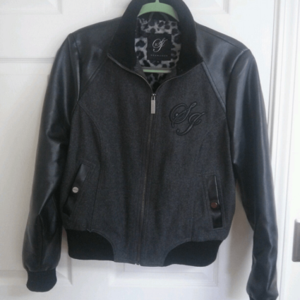 Mens Sean Jean Black Varsity Leather Jacket