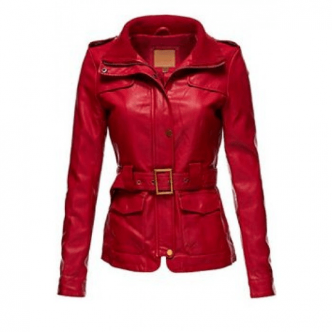 Women's Sexy Style Red Leather Jacket