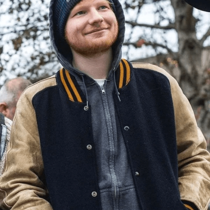 Mens Ed Sheeran Shape Of You Varsity Bomber Fleece Jacket