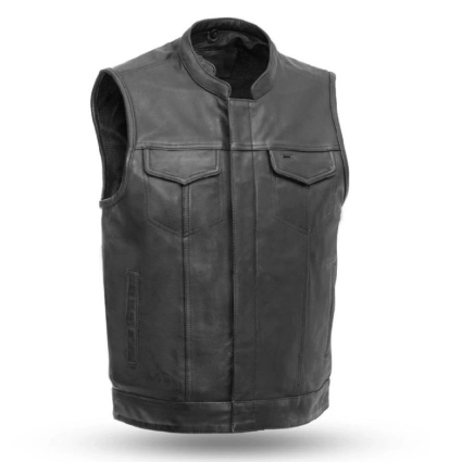 Sharp Shooter Style Men’s Black Leather Vest