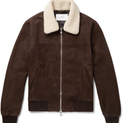 Mr P. Shearling-Trimmed Suede Bomber Jacket