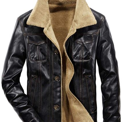Men's Vintage Winter Sherpa Leather Jacket