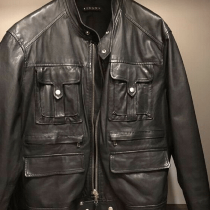 Sisley Mens Fashion Black Leather Jacket