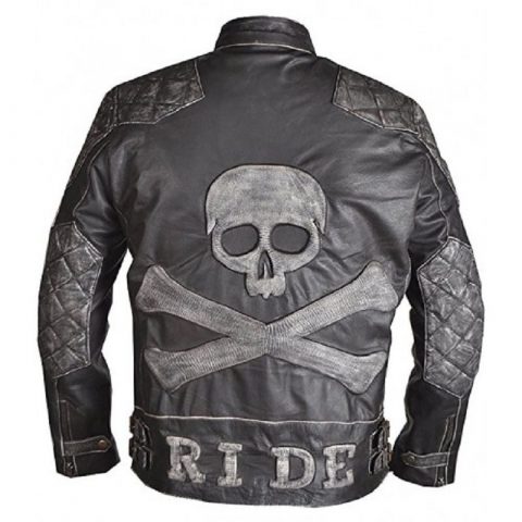 Men's Fashion Skull And Bones Biker Leather Jacket