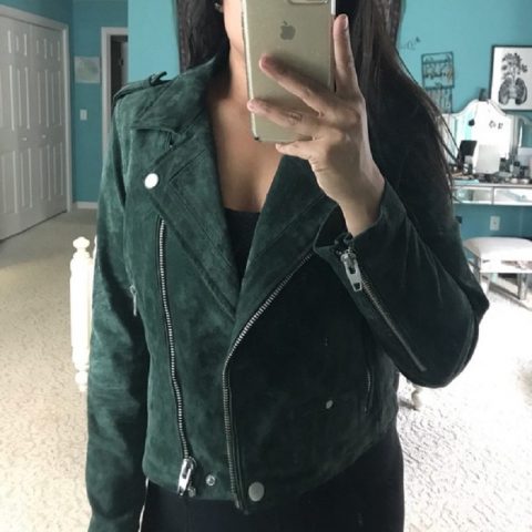 Womens SL8 Army Moto Suede Leather Jacket