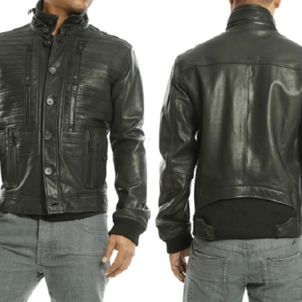 Mens Soulja Boy In Public School Pleated Leather Jacket