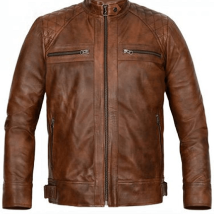 Men's Spain Bomber Brown Biker Leather Jacket