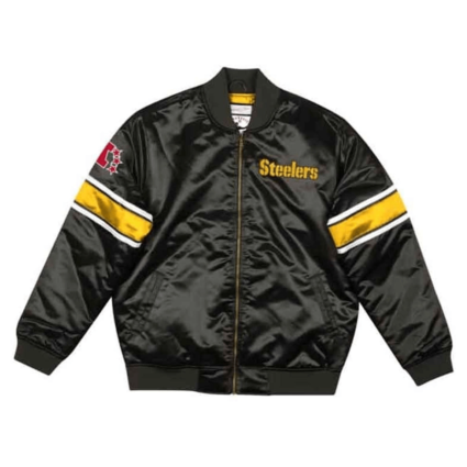 Men’s And Women’s Vintage Steelers Black Satin Jacket