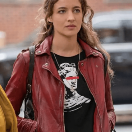 Stella Baker The Republic Of Sarah Red Biker Leather Jacket