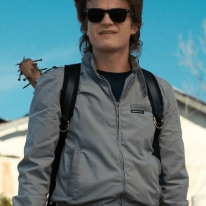 Stranger Things Steve Harrington Grey Bomber Jacket