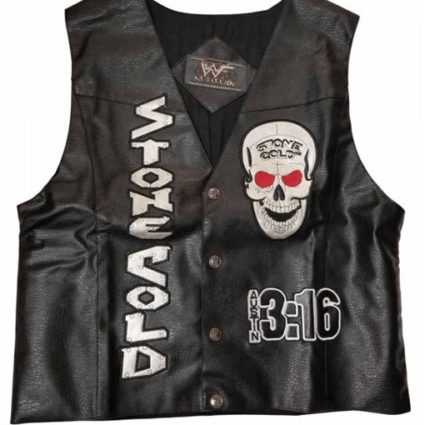 Mens Stone Cold Steve Austin Skull Leather Vest
