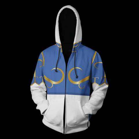 Mens Street Fighter Chun-ii Video Game Zip Up Hooded Jacket