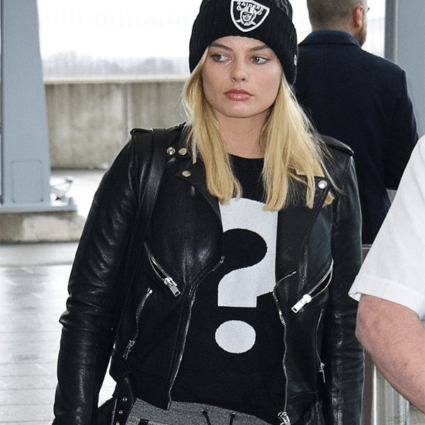 Margot Robbie Stylish London Airport Leather Jacket