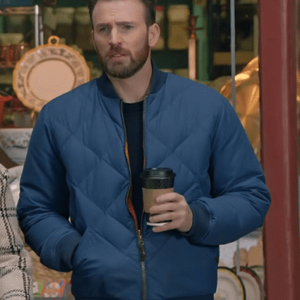 Chris Evans Super Bowl Quilted Bomber Jacket