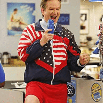 Mark McKinney TV Series Superstore US Flag Glenn Bomber Satin Jacket