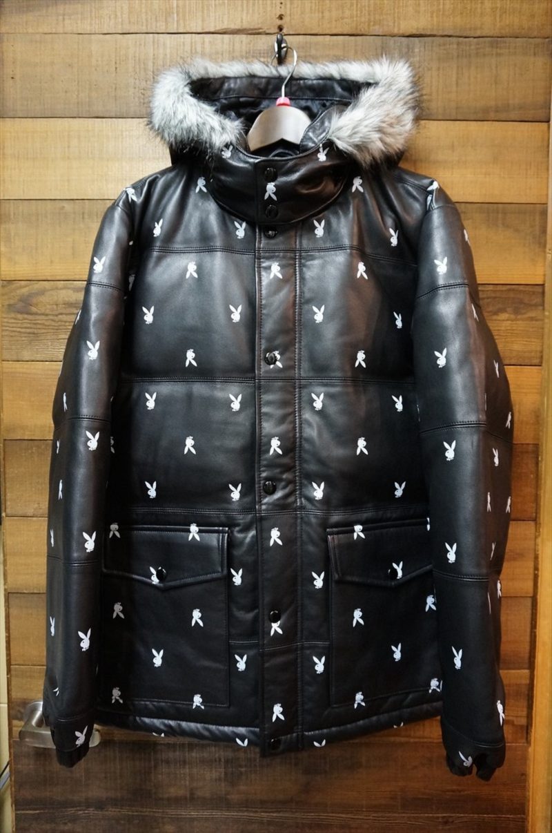 supreme playboy leather puffer jacket