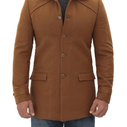 TWM Cardiff Classic Style Brown Wool Peacoat