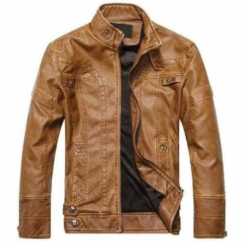 Mens Talon Biker PU Leather Jacket