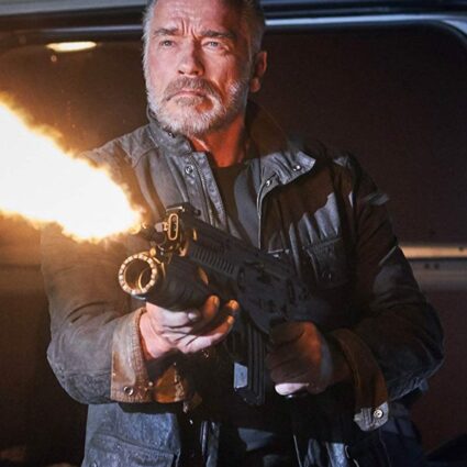 Terminator Dark Fate Arnold Schwarzenegger Black Leather Jacket