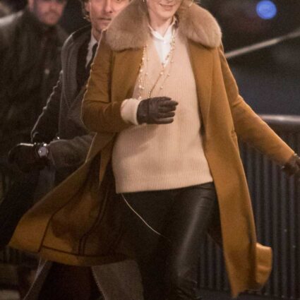The Gentlemen Michelle Dockery Shearling Collar Brown Long Coat