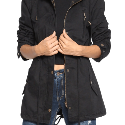 The Mogan Women's Drawstring Hooded Anorak Utility Jacket