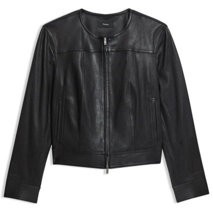 Womens Theory Stretch Moto Leather Jacket
