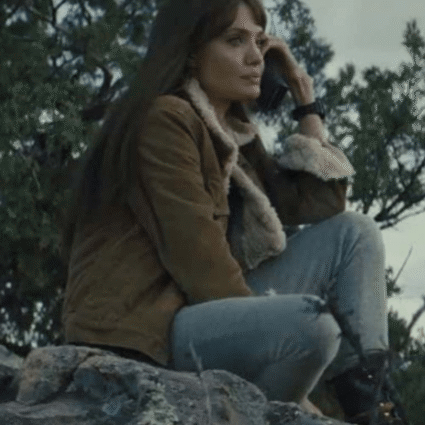 Hannah Faber Those Who Wish Me Dead 2021 Angelina Jolie Green Shearling Jacket