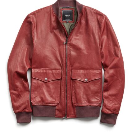 Todd Snyder Italian Red Bomber Leather Jacket