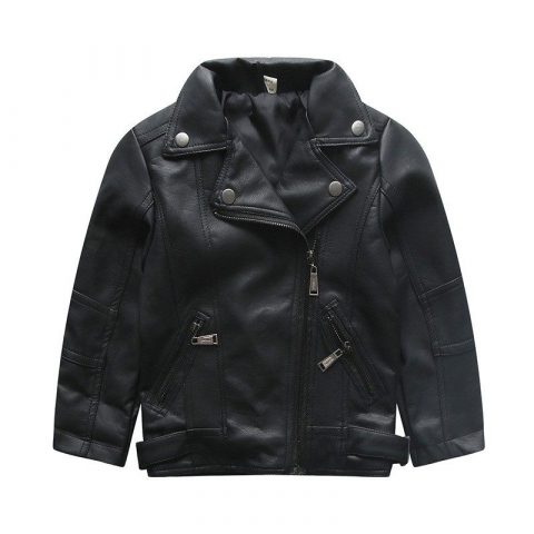 Toddler Fashion Children Black Leather Jacket