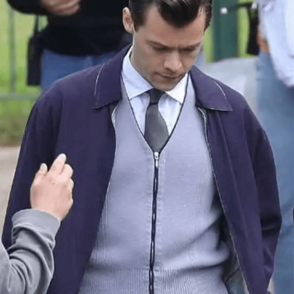 Tom Drama My Policeman 2021 Harry Styles Blue Cotton Jacket