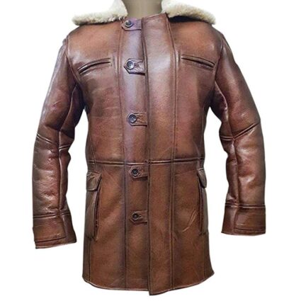 Tom Hardy Dark Knight Rises Bane Coat Shearling Jacket