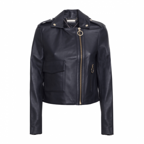 Mens Tommy Hilfiger Motorcycle Leather Jacket