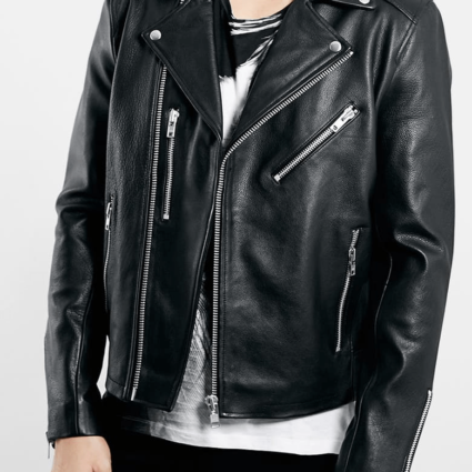 Mens Topman Black Biker Leather Jacket