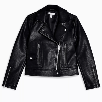 Womens Petite Topshop Biker Leather Jacket