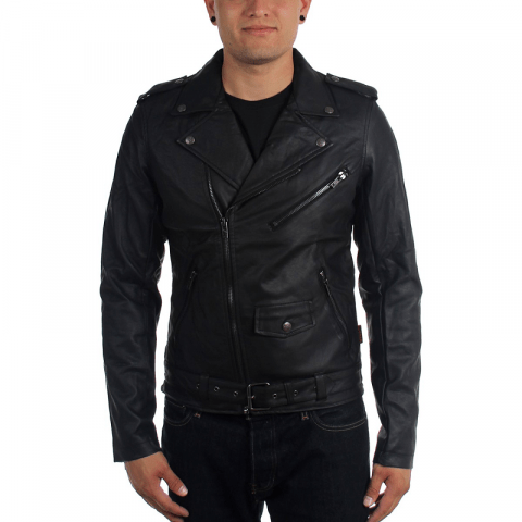 Mens Tripp Nyc Black Biker Leather Jacket
