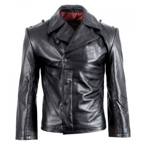 Vintage WW2 Style German Black Leather U-boat Wrap Jacket